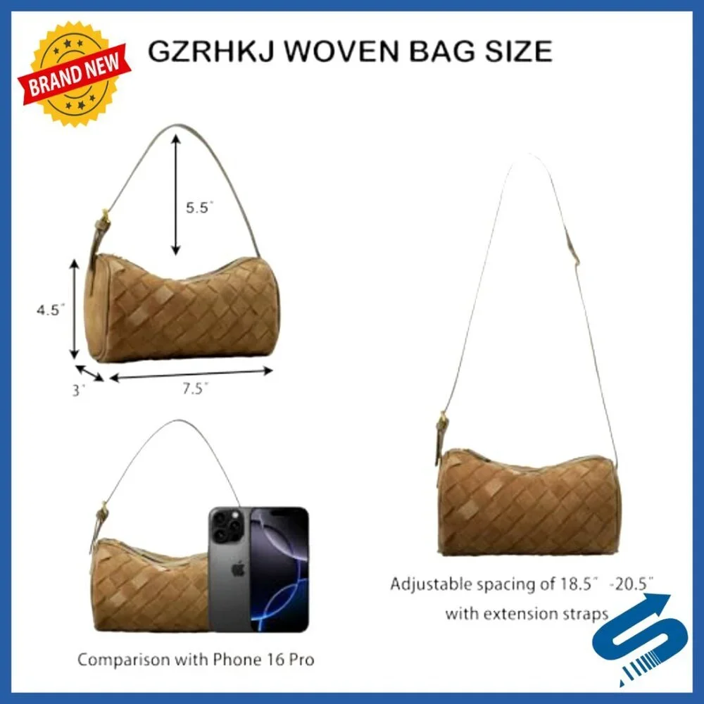 Mini Woven Leather Tote Handbag Vegan Hobo Crossbody Evening Bag